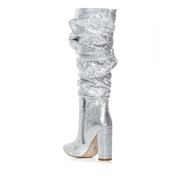 AZALEA WANG CAFFEINE SILVER CHUNKY SLOUCH BOOTIE NWB SZ 8.5 - Picture 3 of 6